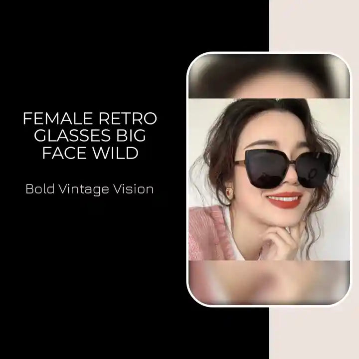 Female retro glasses big face wild by@Outfy